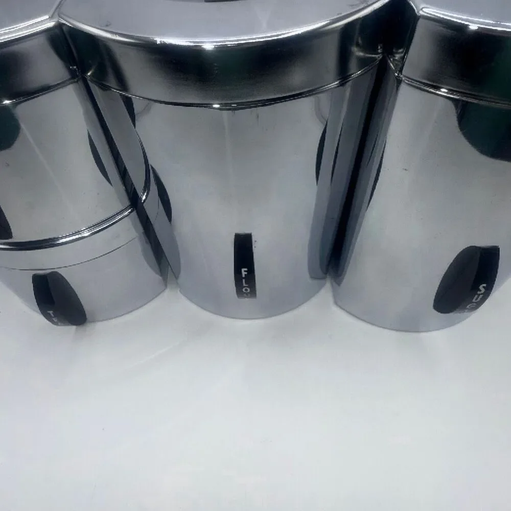 KROMEX Vintage MCM Tin Kitchen Canisters-Set of 4